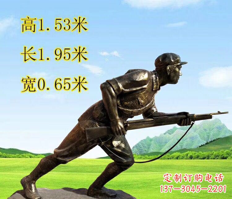 辽阳铜雕拿枪战士雕塑