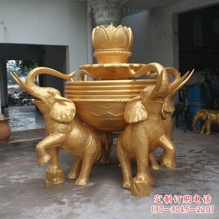 辽阳铜雕喷水大象雕塑