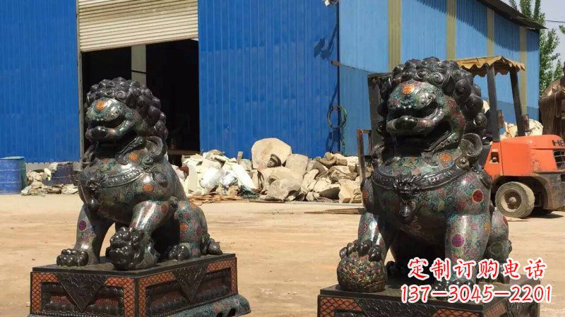 辽阳铜雕企业招财狮子雕塑摆件