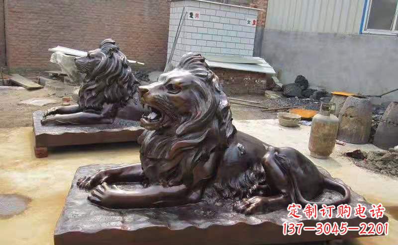 辽阳铜雕狮子户外摆件镇宅动物雕塑