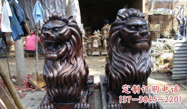 辽阳铜雕狮子公司门口雕塑 (2)