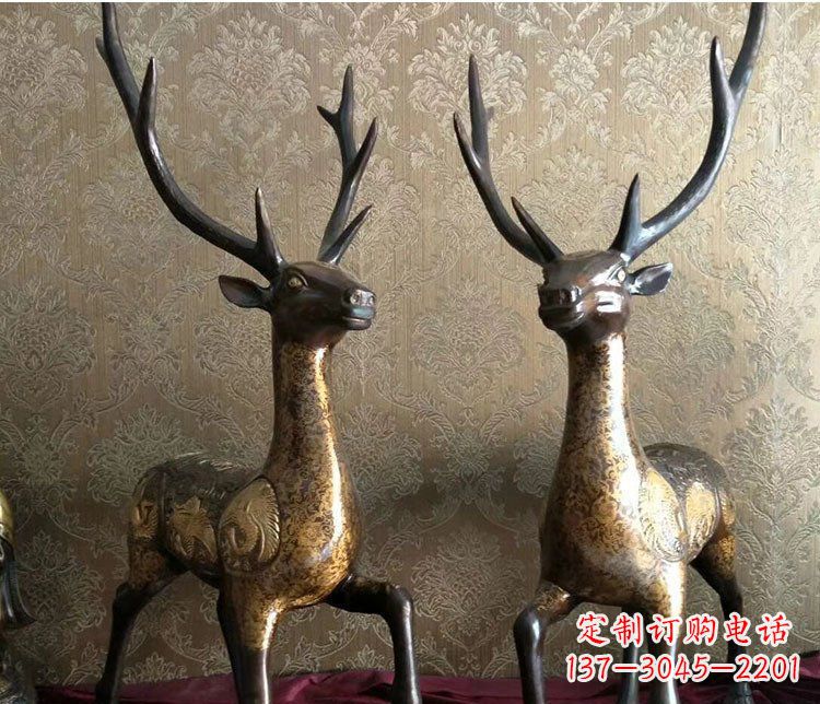 辽阳铜雕室内装饰动物鹿雕塑