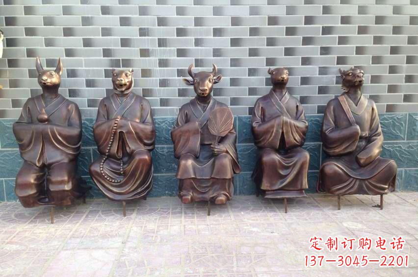 辽阳铜雕兽首人身十二生肖雕塑