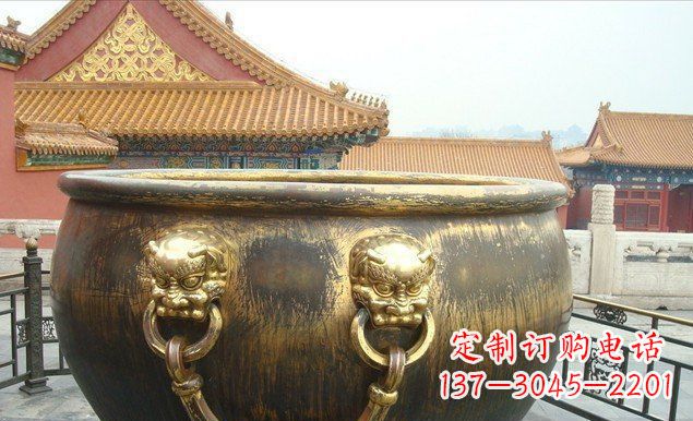 辽阳铜雕水缸寺庙景观雕塑 (2)