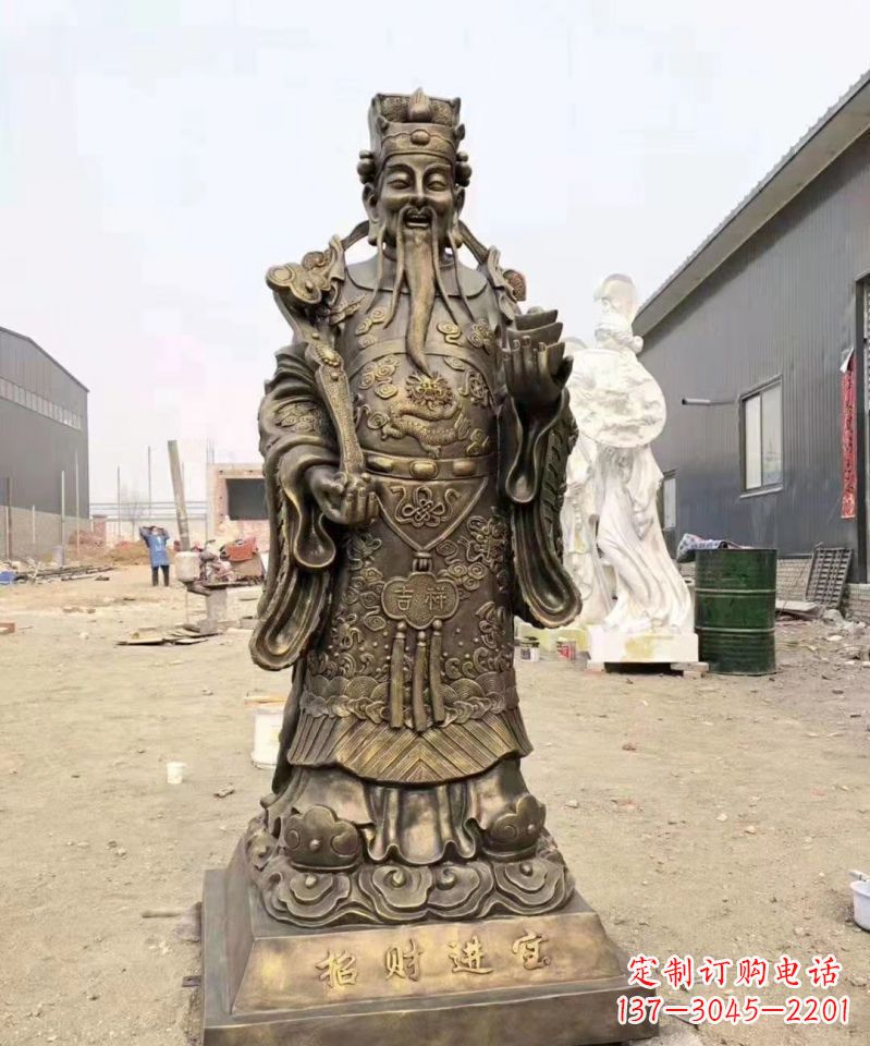 辽阳铜雕寺庙财神雕塑