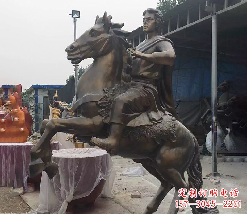 辽阳铜雕现代骑马人物公园景观