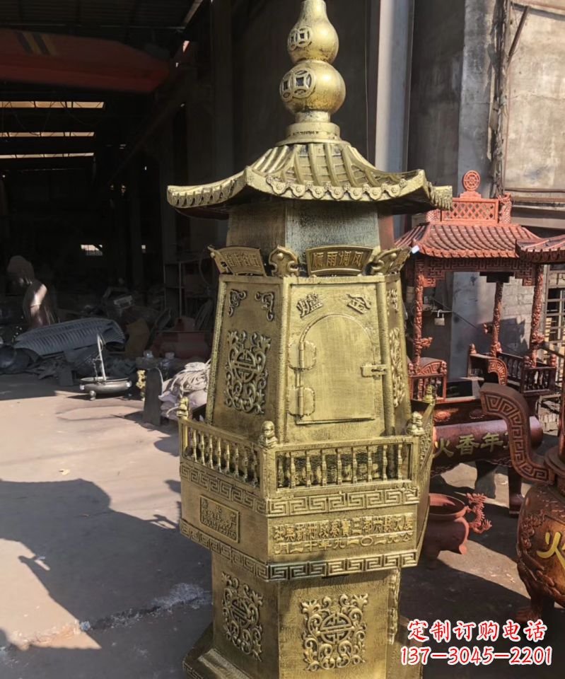 辽阳铜雕香炉塔寺庙摆件