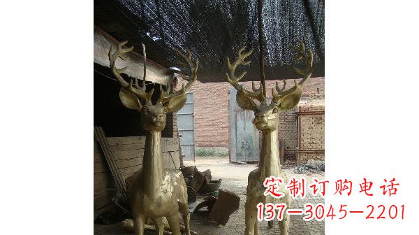 辽阳铜雕小鹿公园动物雕塑 (2)