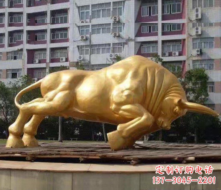 辽阳铜雕小区动物牛摆件 (3)