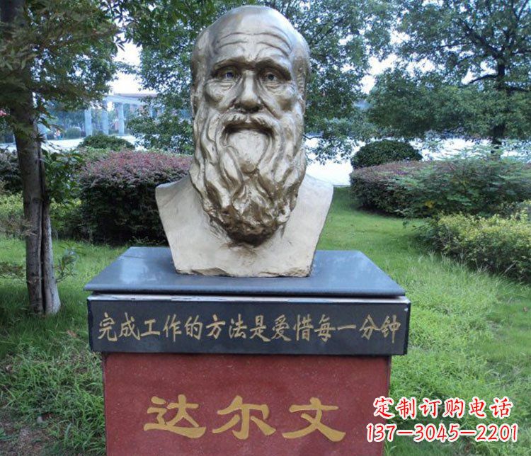 辽阳铜雕校园达尔文肖像雕塑