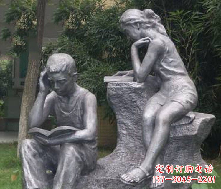 辽阳铜雕校园读书学生摆件