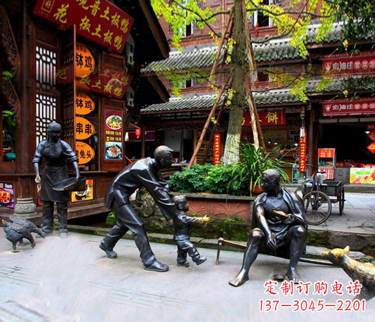 辽阳铜雕学走路儿童街道人物雕塑
