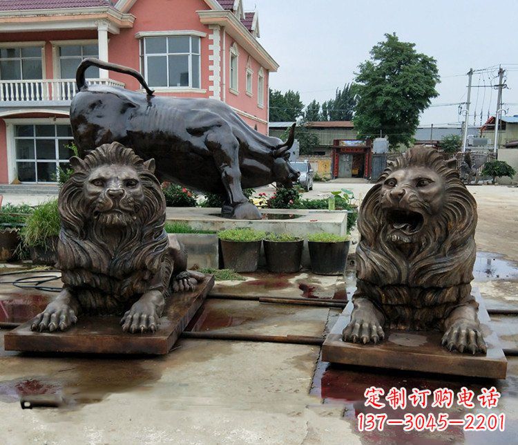 辽阳铜雕银行门口狮子雕塑摆件