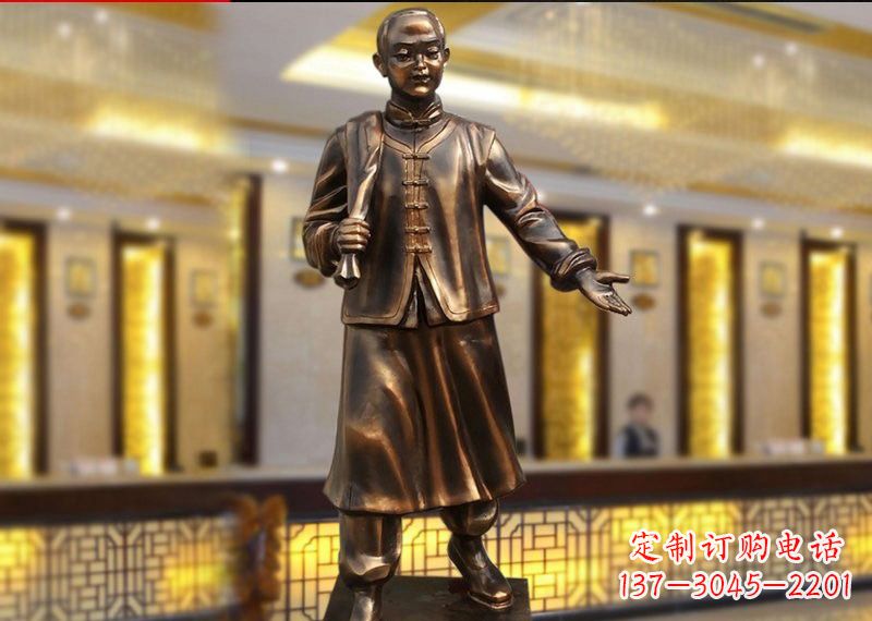 辽阳铜雕迎宾人物店小二