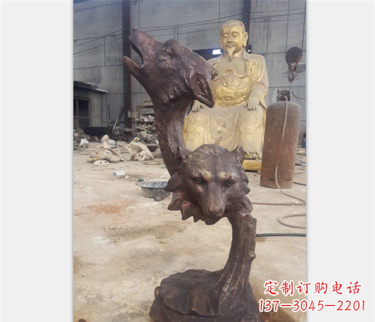 辽阳铜雕园林金钱豹动物雕塑