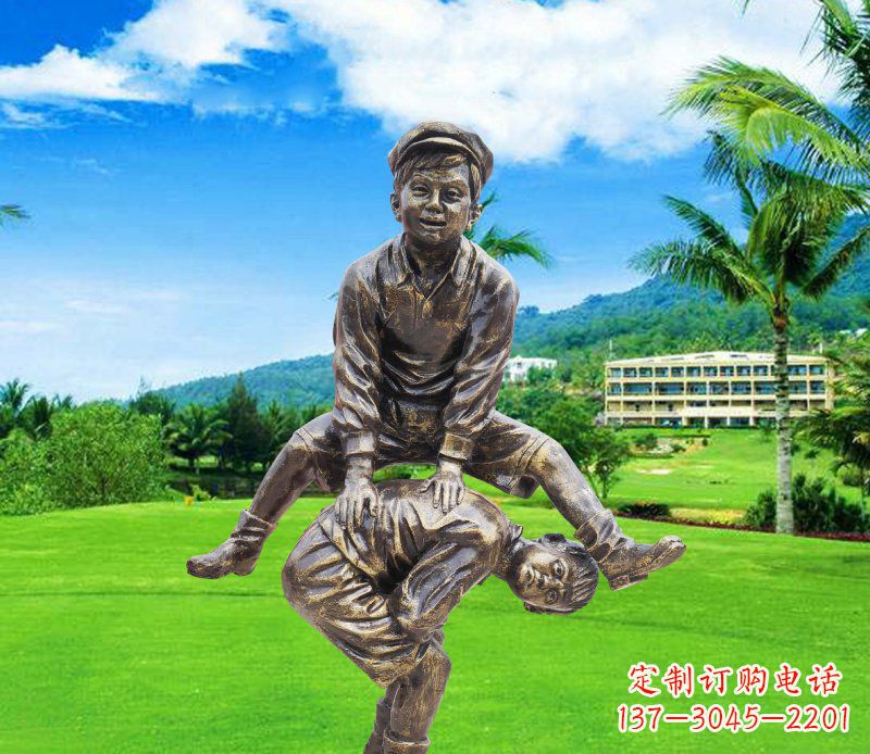 辽阳铜雕园林玩游戏儿童雕塑
