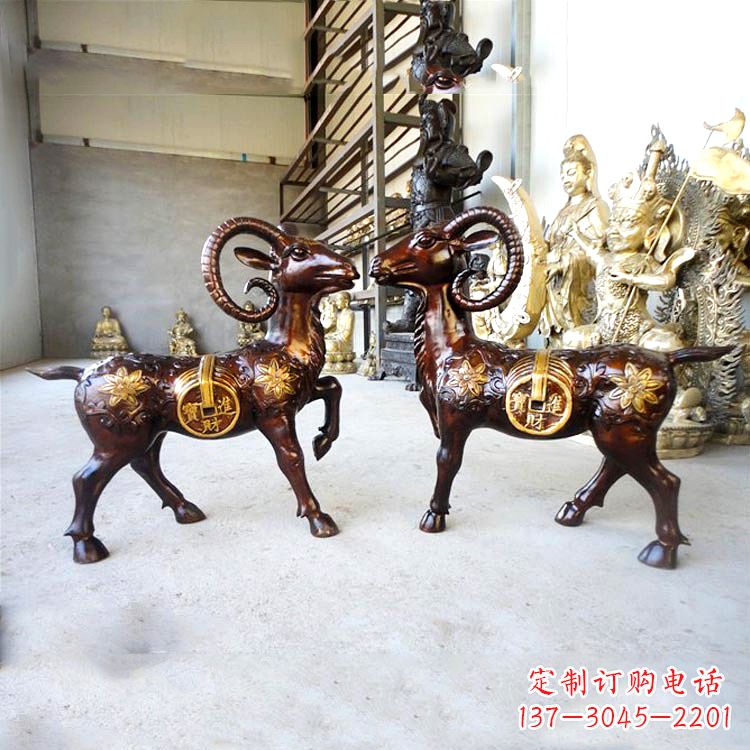 辽阳铜雕招财山羊