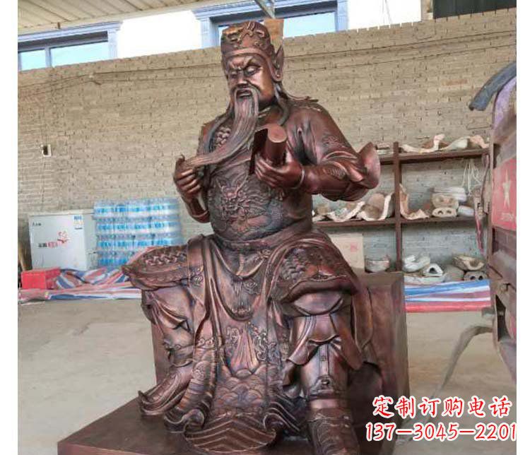 辽阳铜雕镇宅关公寺庙神像雕塑摆件 (3)