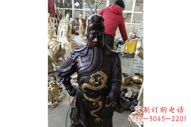 辽阳铜雕镇宅关公寺庙神像雕塑摆件 (4)