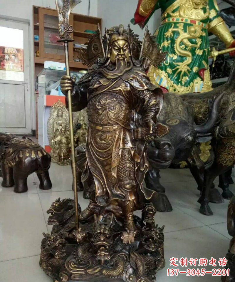 辽阳铜雕镇宅关公寺庙神像雕塑摆件