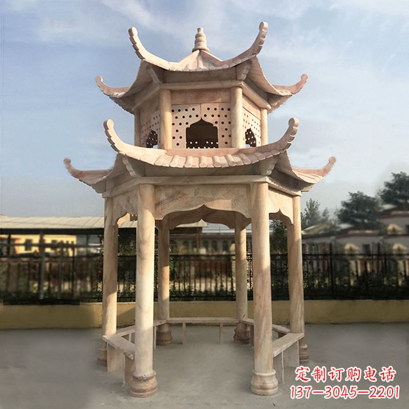 辽阳晚霞红大理石凉亭雕塑