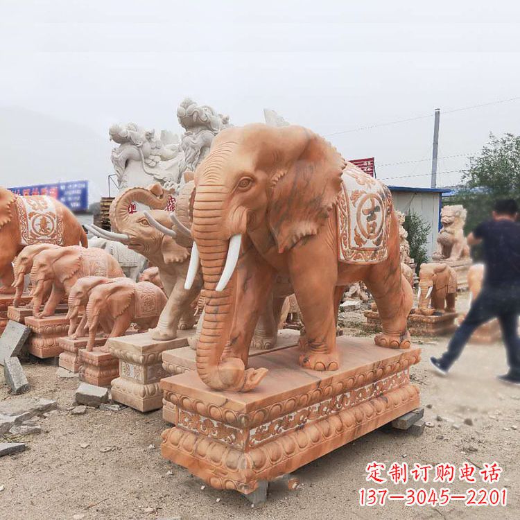 辽阳晚霞红大象石雕