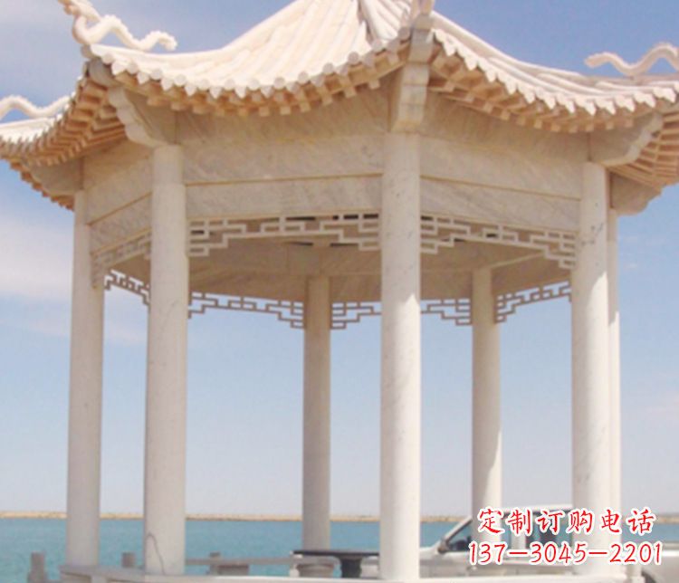辽阳晚霞红单层凉亭石雕