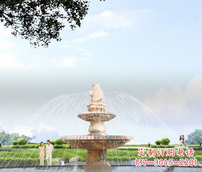 辽阳晚霞红多层大型石雕喷泉 (4)