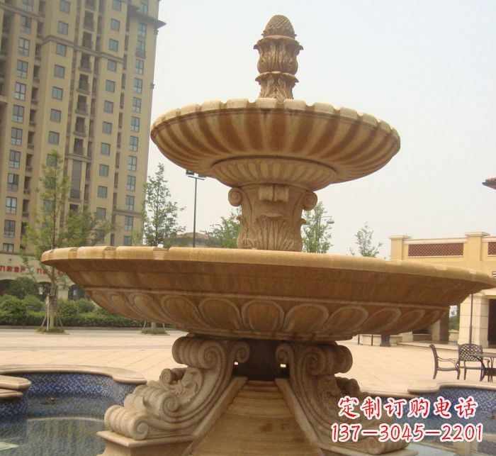 辽阳晚霞红多层大型石雕喷泉 (5)