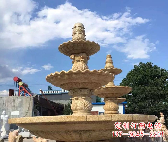 辽阳晚霞红多层喷泉石雕