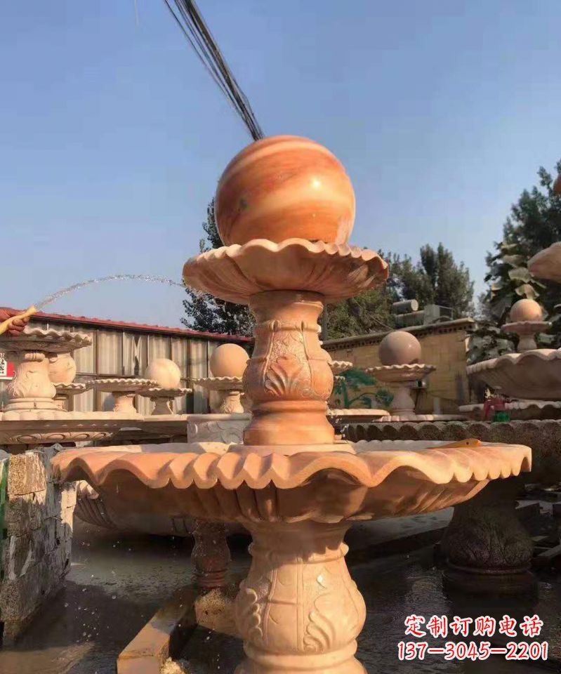 辽阳晚霞红风水球雕塑别墅庭院景观雕塑