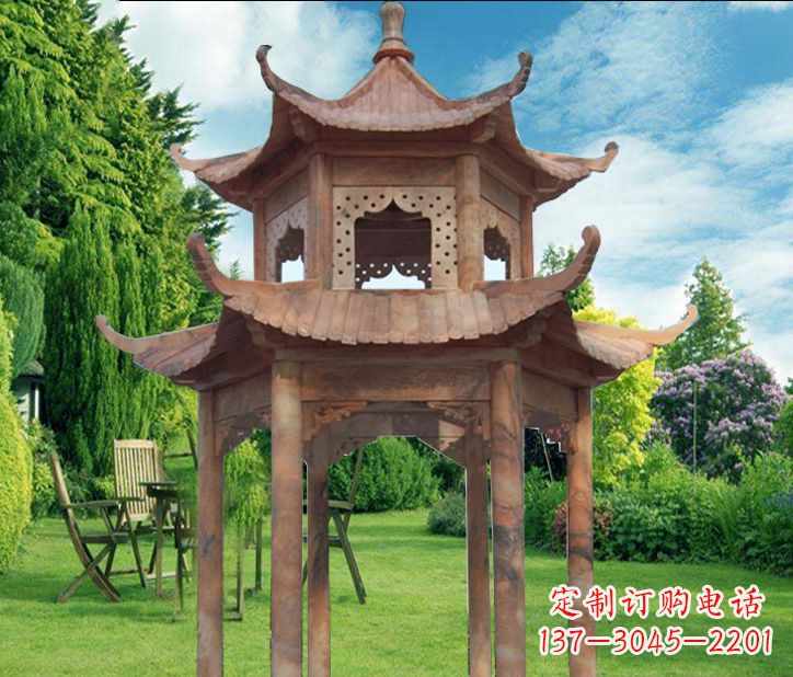 辽阳晚霞红公园建筑凉亭