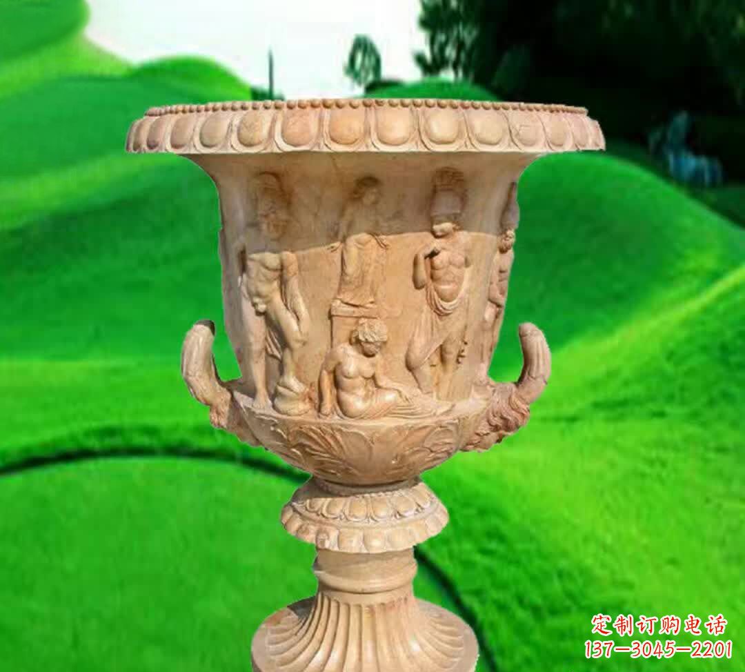 辽阳晚霞红欧式花盆石雕