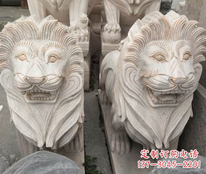 辽阳晚霞红欧式狮子石雕 (2)