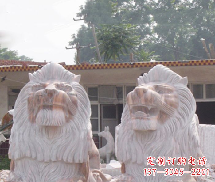 辽阳晚霞红欧式石雕狮子