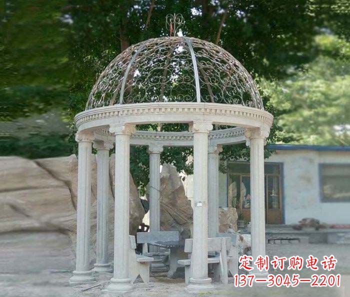辽阳晚霞红欧式圆顶石雕凉亭