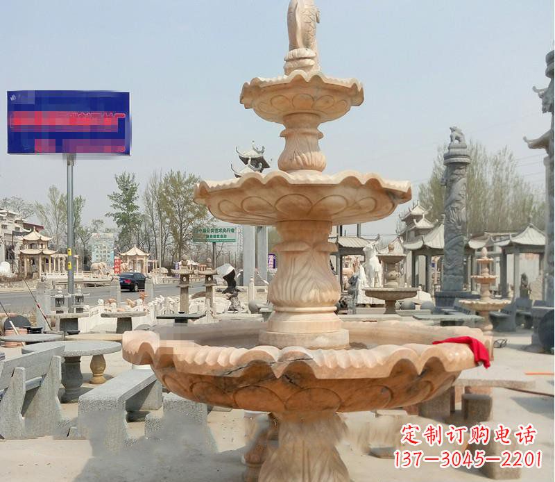 辽阳晚霞红喷泉喷水盆石雕