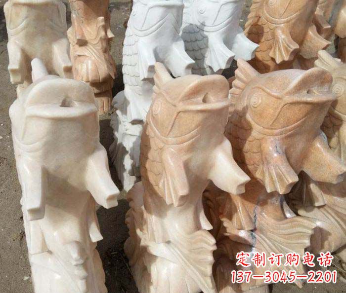 辽阳晚霞红喷水鲤鱼庭院石雕