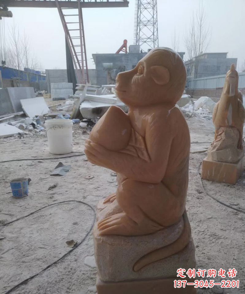 辽阳晚霞红十二生肖动物石雕