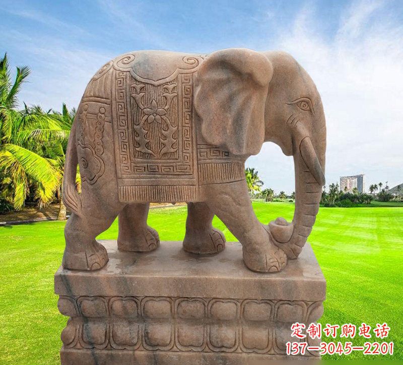 辽阳晚霞红石雕大象 (2)