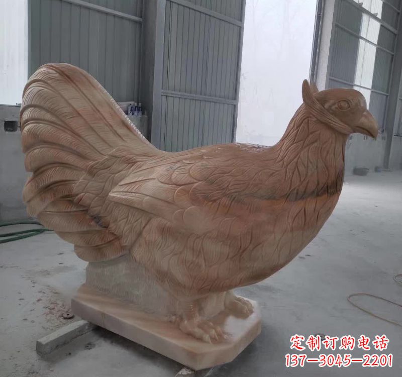 辽阳晚霞红石雕母鸡