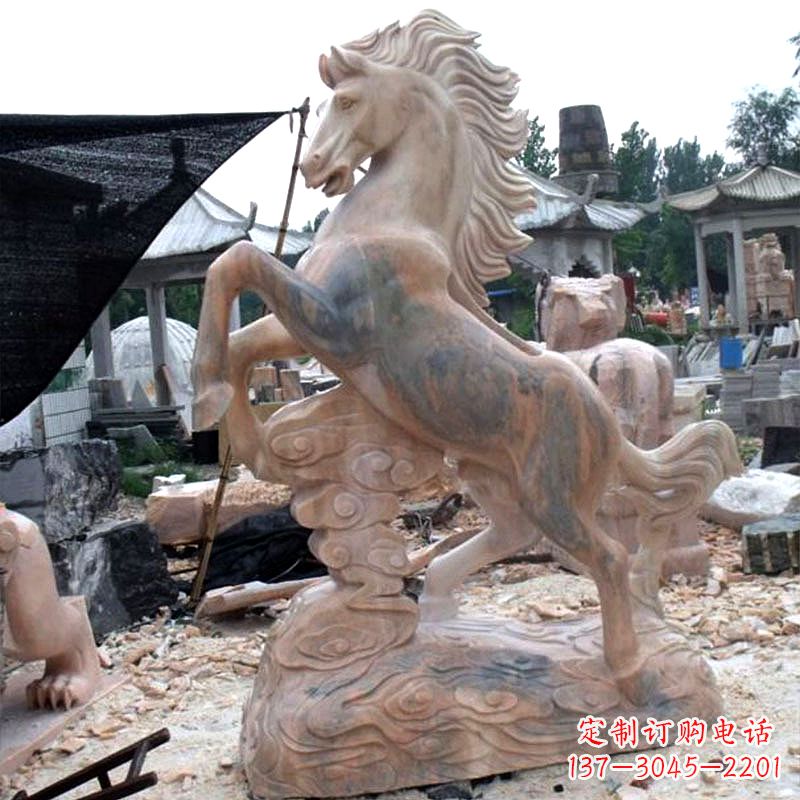 辽阳晚霞红石雕马生肖动物雕塑