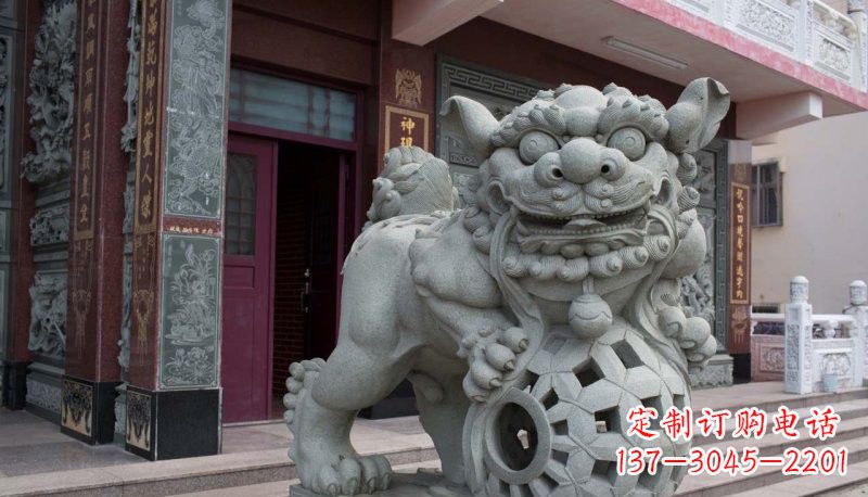 辽阳网球狮石雕南方狮子雕塑