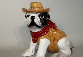 辽阳任性可爱的牛仔造型斗牛犬雕塑