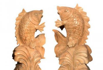 辽阳中领雕塑：精美的鲤鱼喷水晚霞红石雕