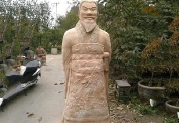 辽阳中领雕塑：以秦始皇晚霞红石雕像闻名