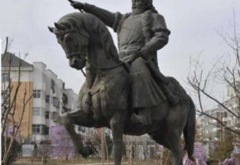 辽阳精致雕刻成吉思汗青铜骑马