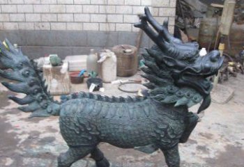 辽阳青铜雕制神兽麒麟，艺术匠心之至