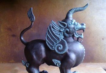 辽阳传承中国神兽文化的独角兽铜雕塑
