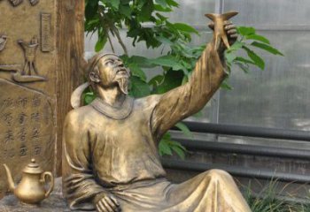 辽阳象征文学大师李白的铜雕像